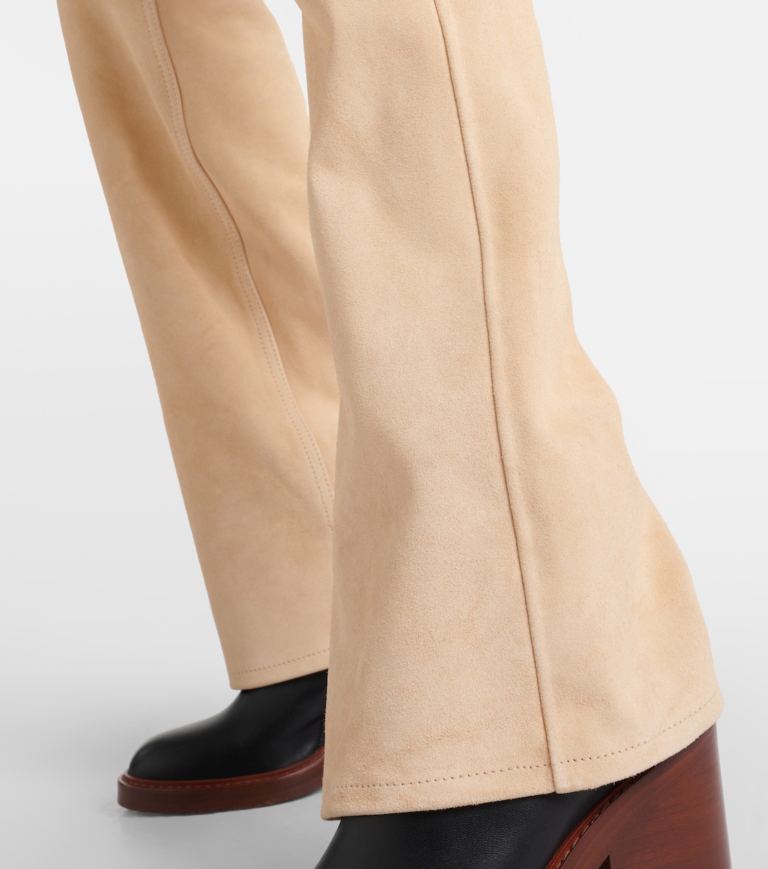 Mid-rise suede straight pants | Chloé
