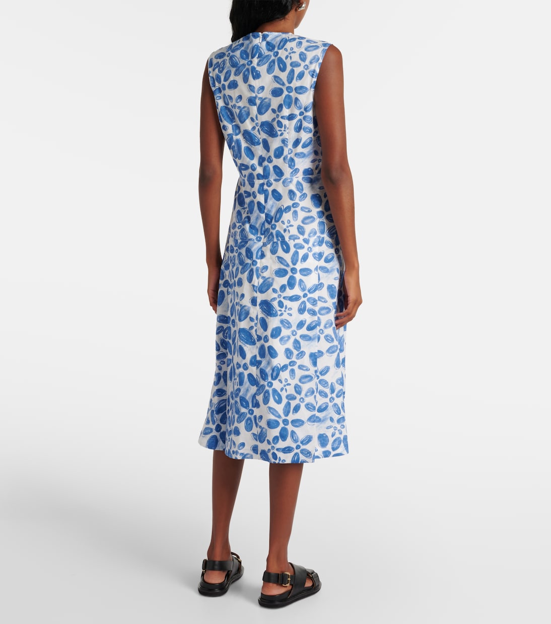 Abito midi in cotone con stampa | Marni