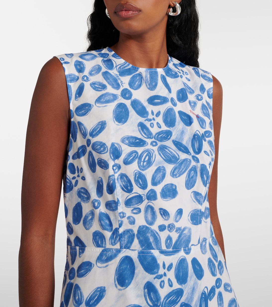 Abito midi in cotone con stampa | Marni