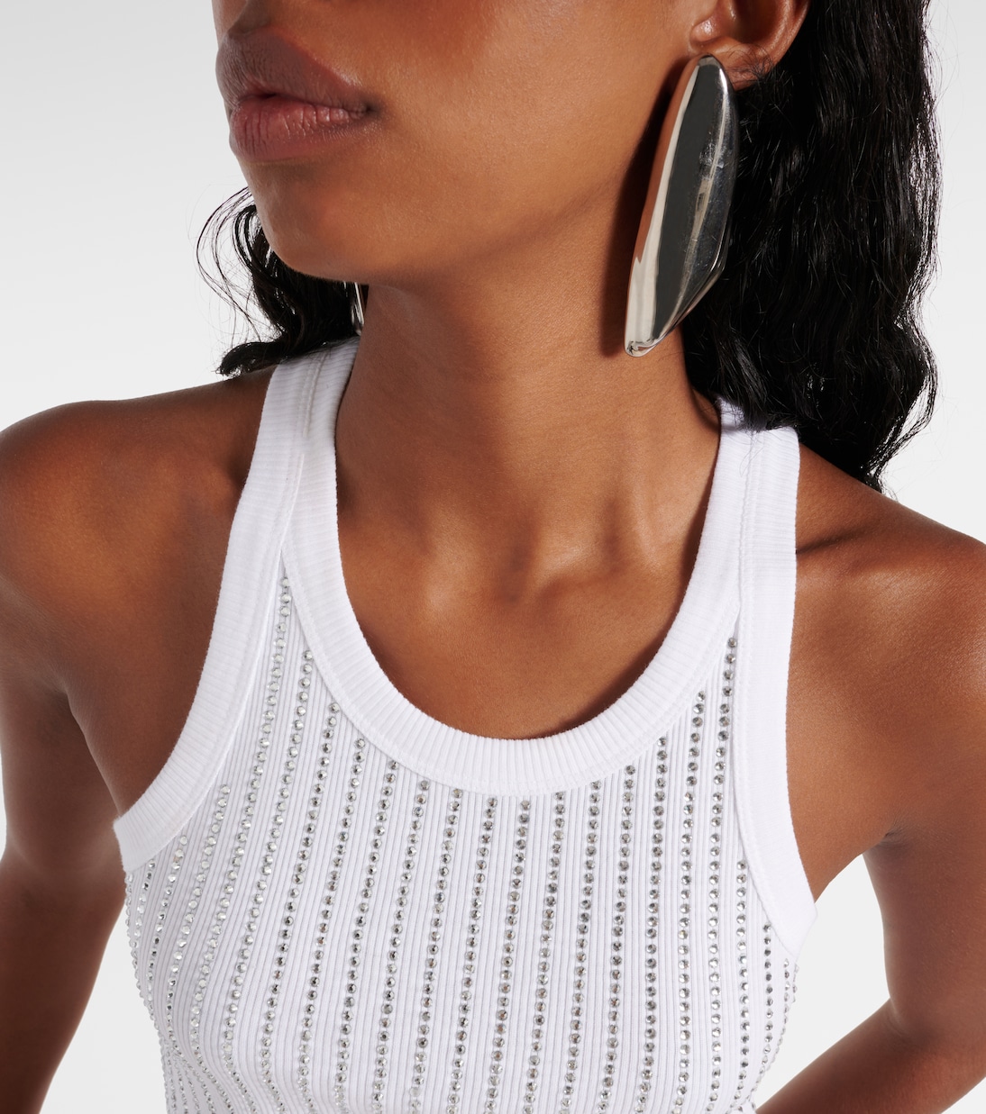 Tank top in cotone con cristalli | The Attico