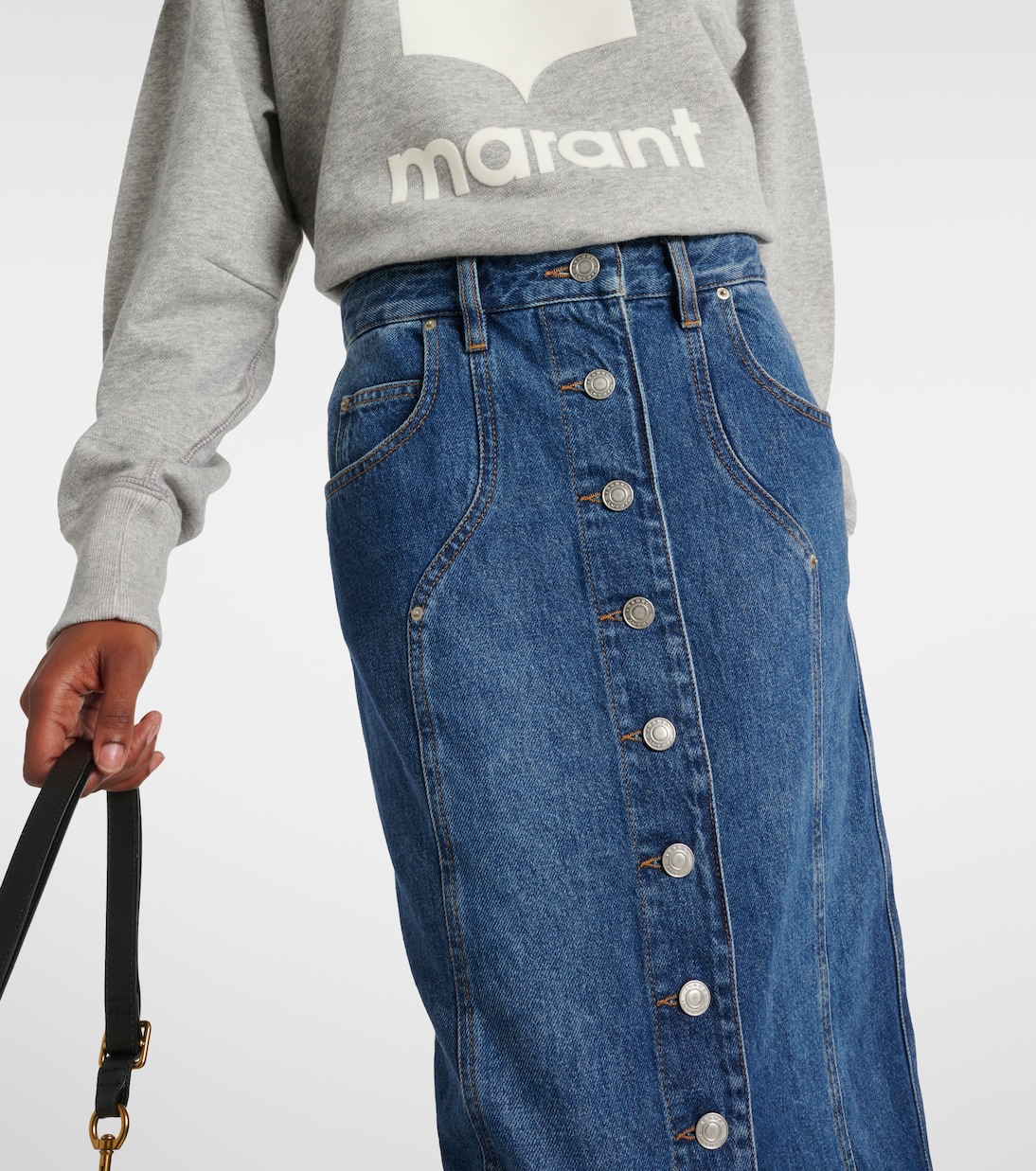 Jupe midi Vandy en jean | Marant Etoile