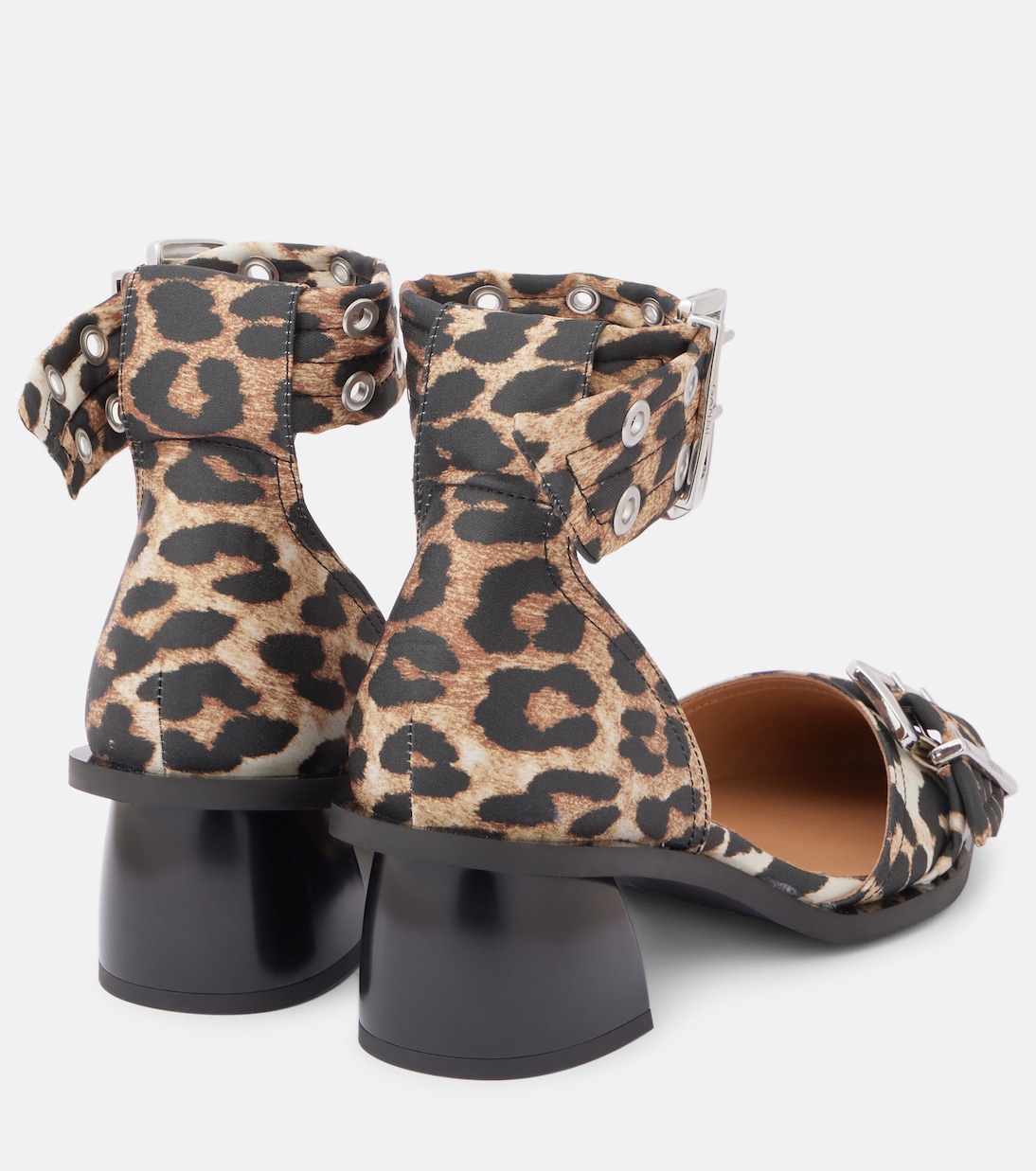 Leopard-print satin pumps | Ganni