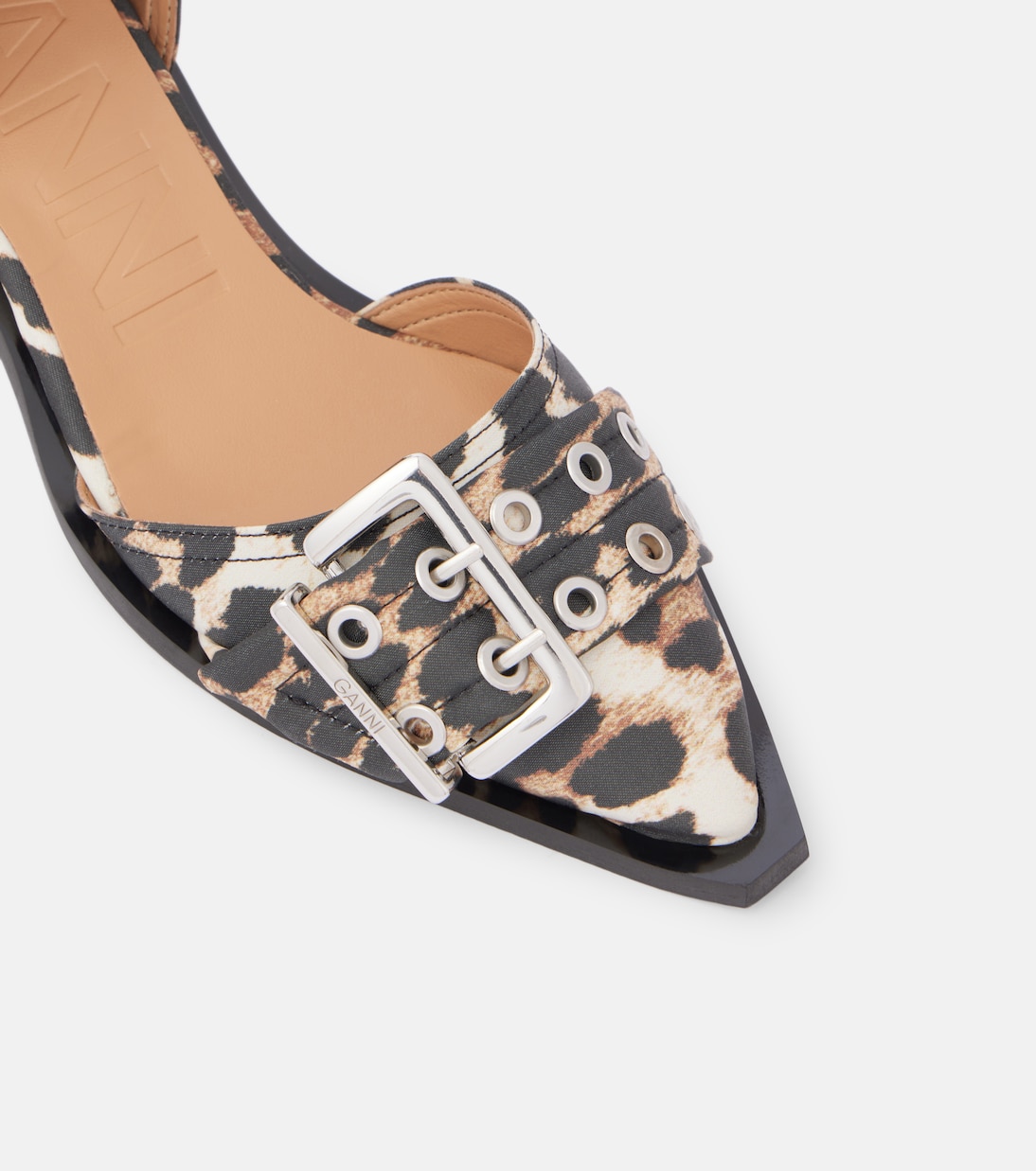 Leopard-print satin pumps | Ganni