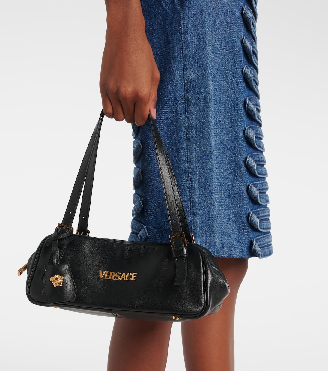 Sac Tag Bowling Medium en cuir | Versace