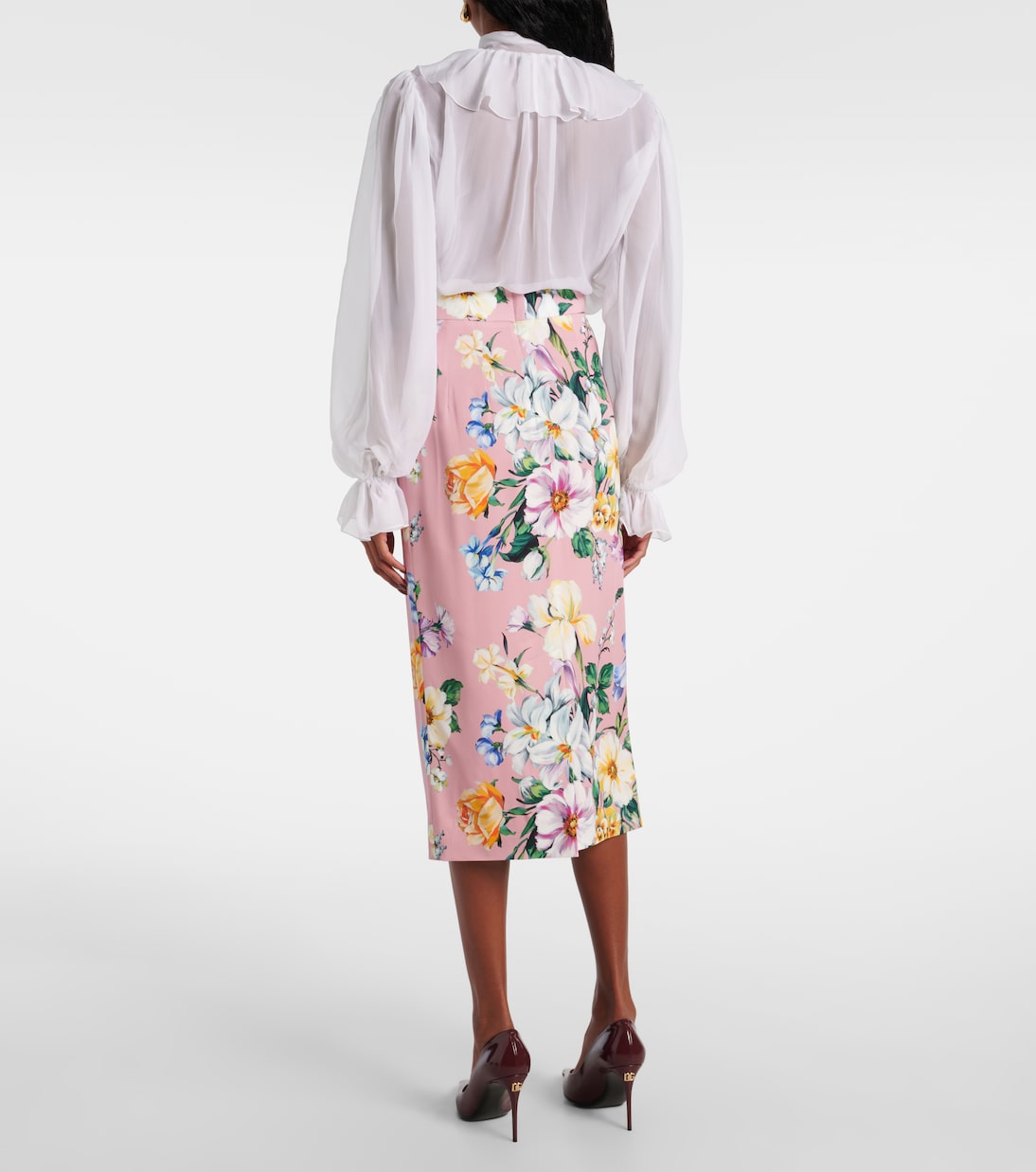 Falda tubo de mezcla de seda floral | Dolce&Gabbana