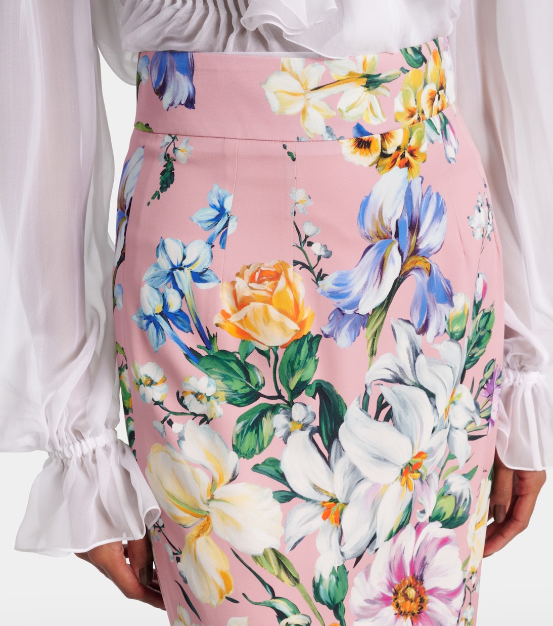 Falda tubo de mezcla de seda floral | Dolce&Gabbana