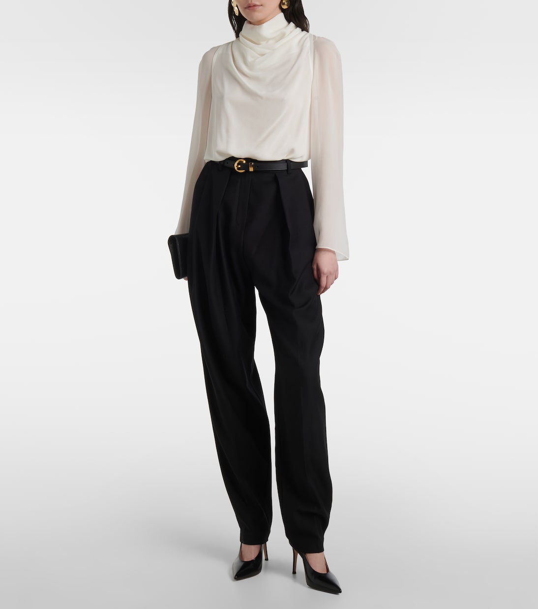 Top in seta con collo alto e drappeggio, by Altuzarra