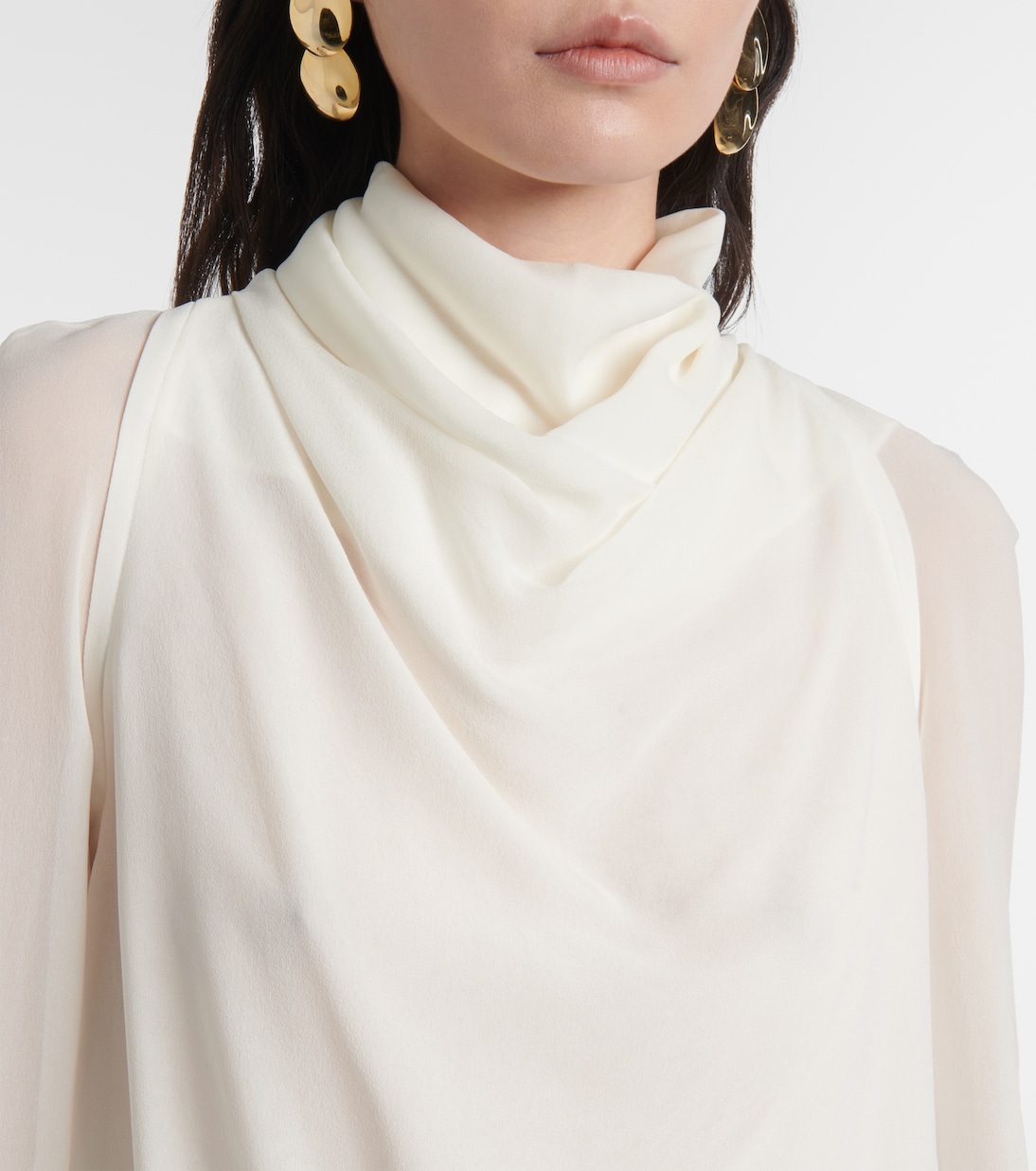 Top in seta con collo alto e drappeggio, by Altuzarra