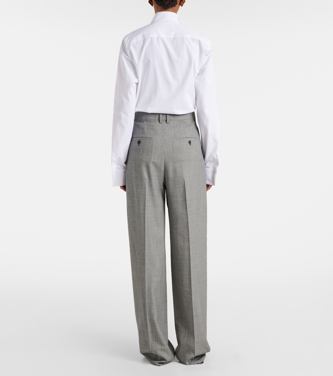 Weite High-Rise-Hose aus Woll-Twill | Saint Laurent