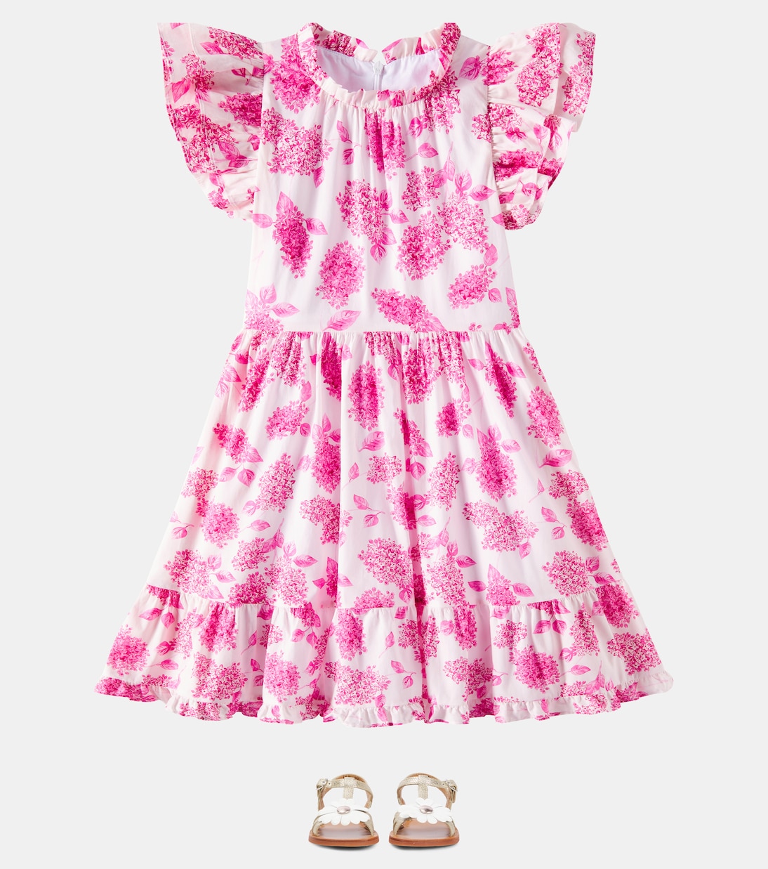 Vestido de algodón floral con volantes | Tartine et Chocolat