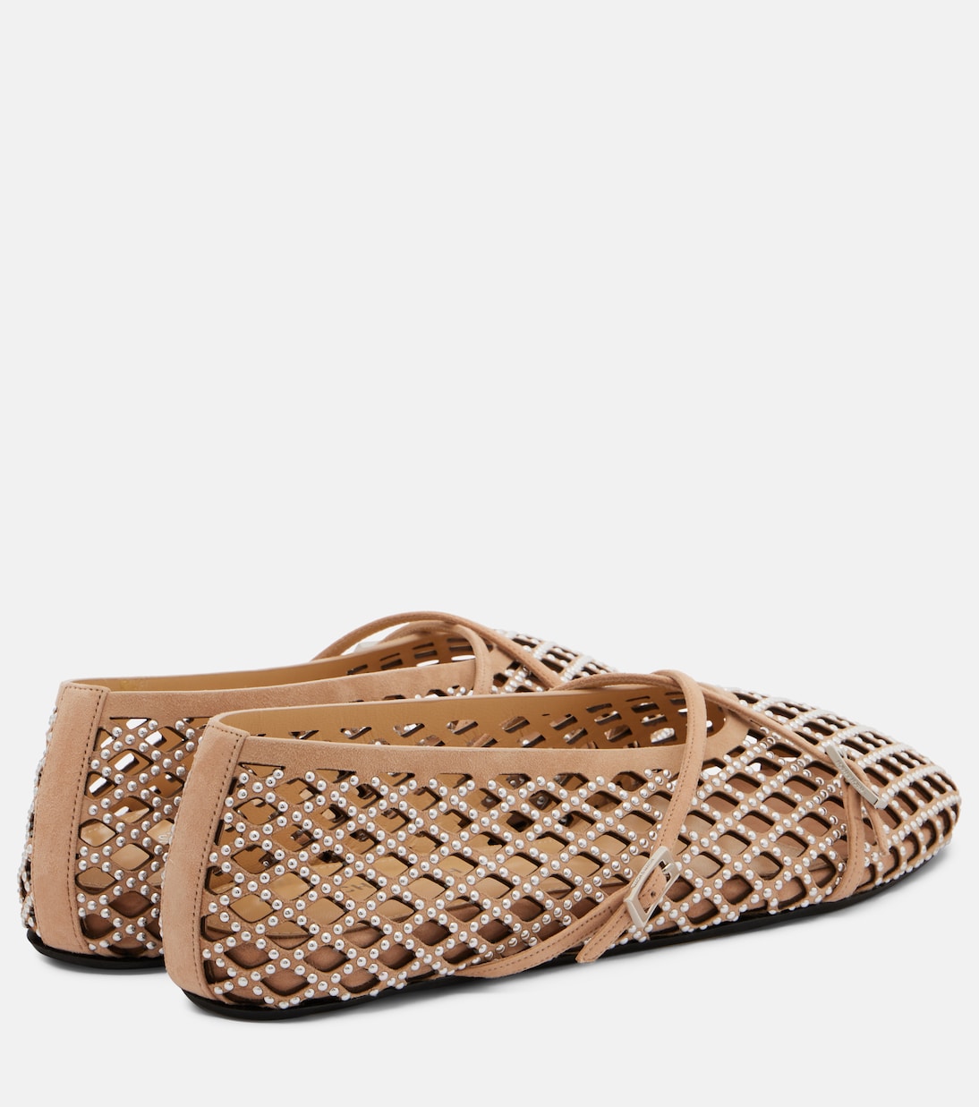 Sparkle Mesh embellished suede ballet flats | Mach & Mach