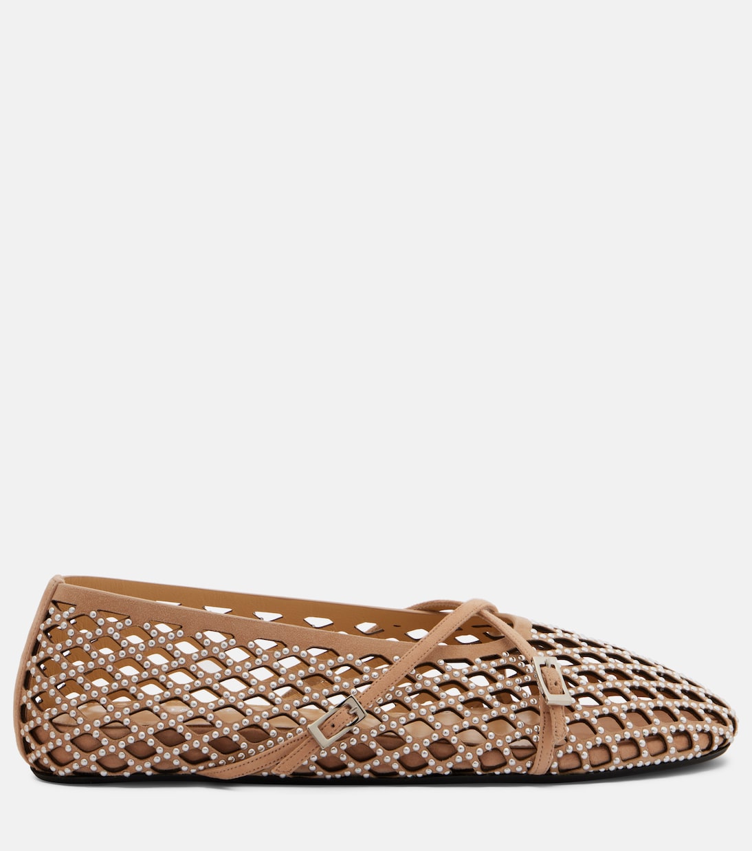 Sparkle Mesh embellished suede ballet flats | Mach & Mach