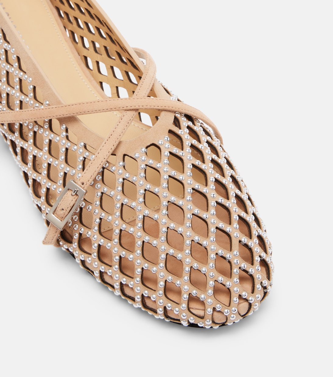 Sparkle Mesh embellished suede ballet flats | Mach & Mach