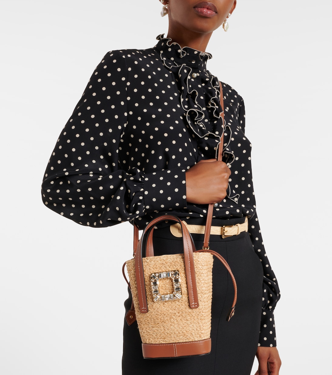 RV Skate Mini raffia bucket bag | Roger Vivier
