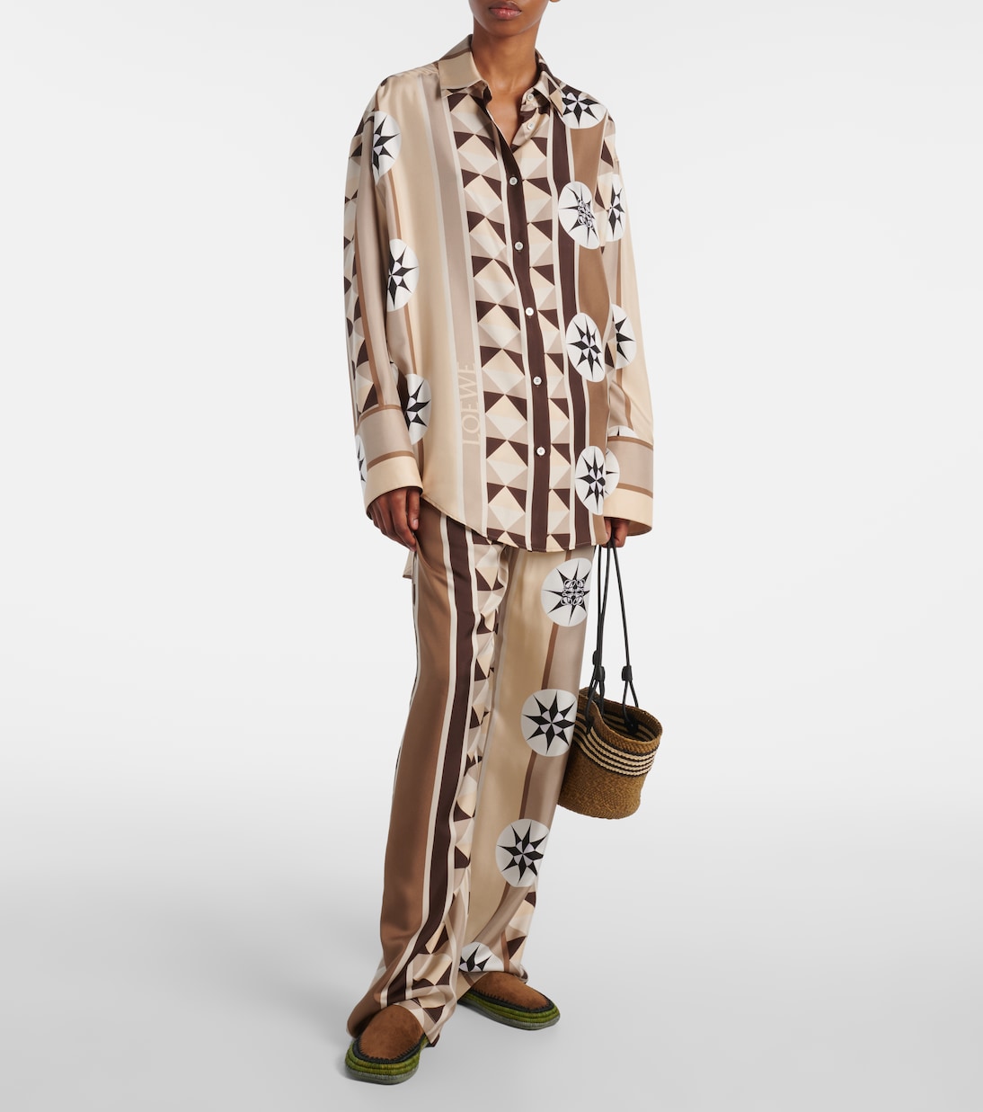 Paula's Ibiza - Pantaloni a gamba larga in raso di seta | Loewe