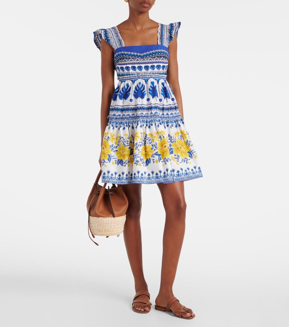 Printed tiered cotton minidress | Farm Rio
