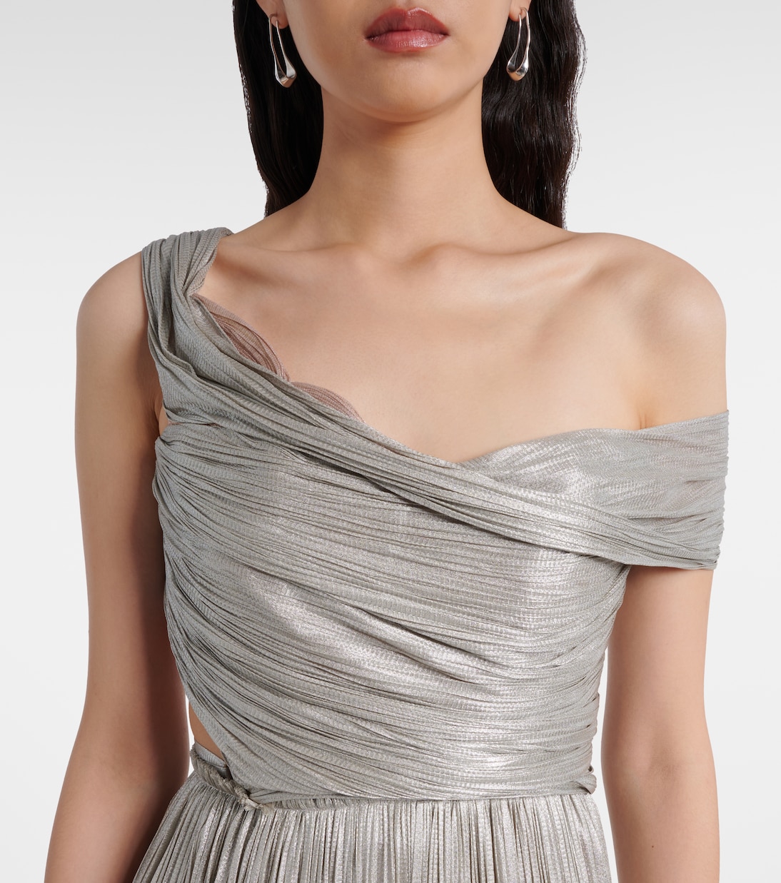 Serene asymmetric silk mousseline gown | Maria Lucia Hohan