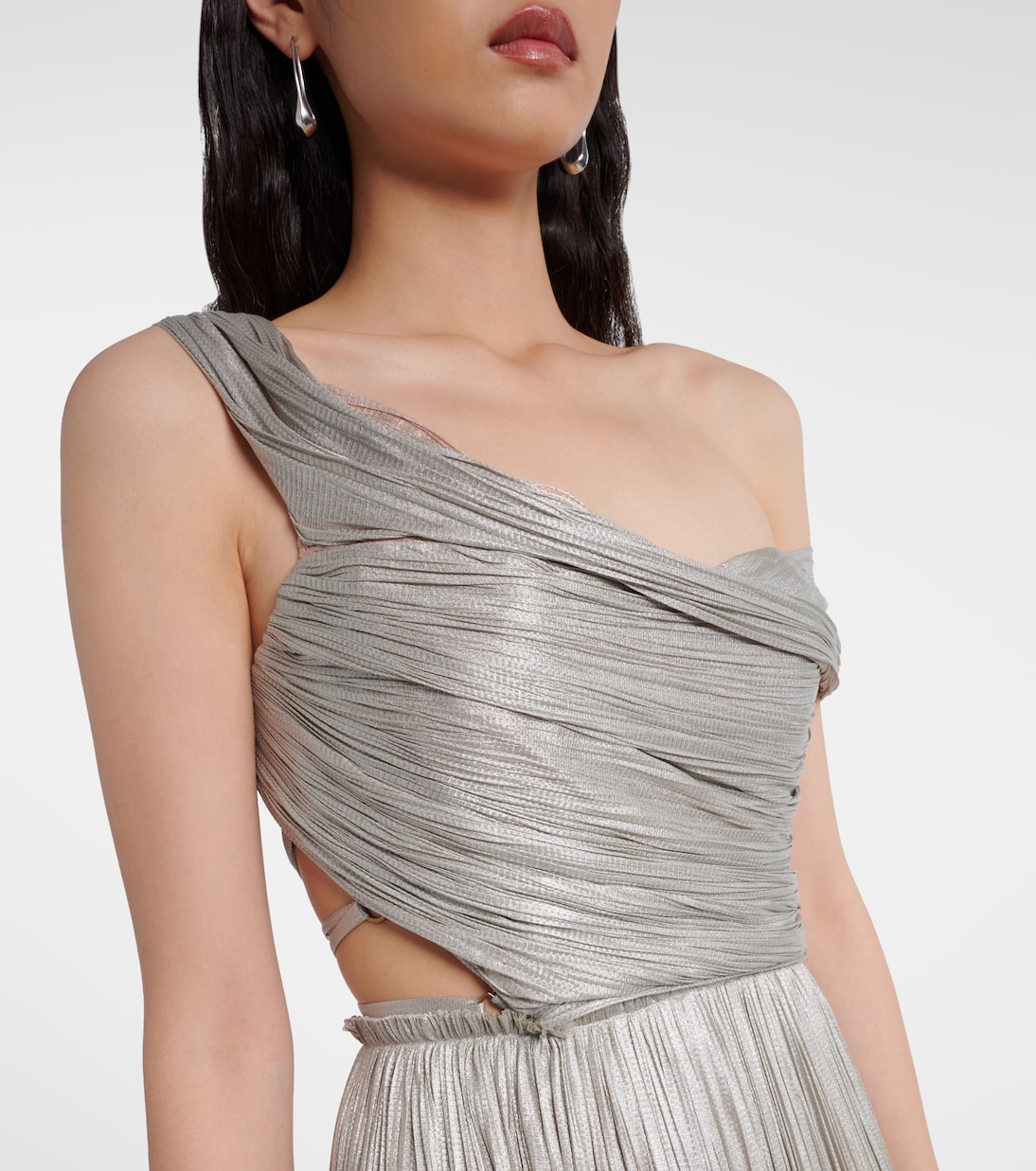 Serene asymmetric silk mousseline gown | Maria Lucia Hohan
