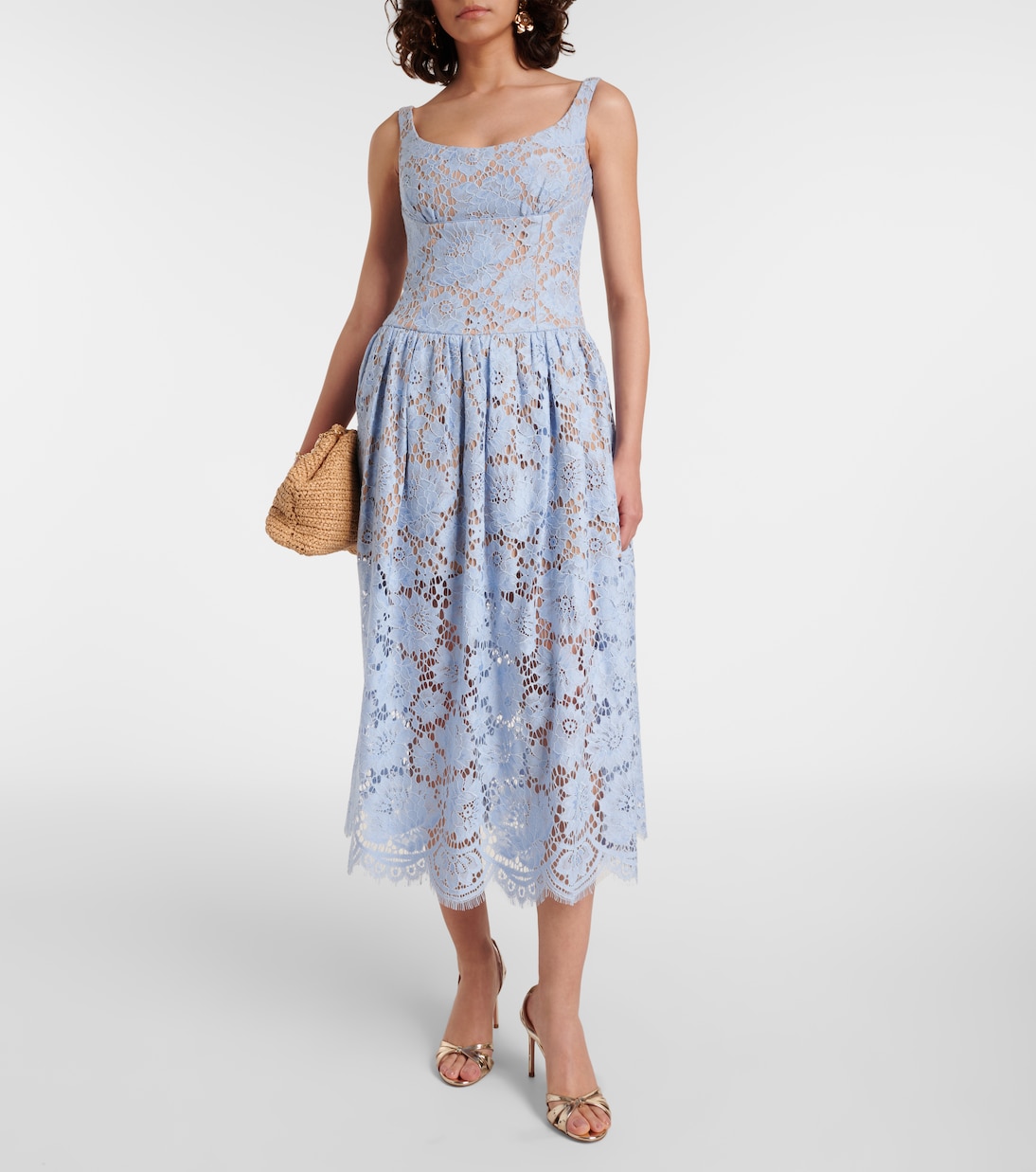 Gathered lace midi dress | Self-Portrait