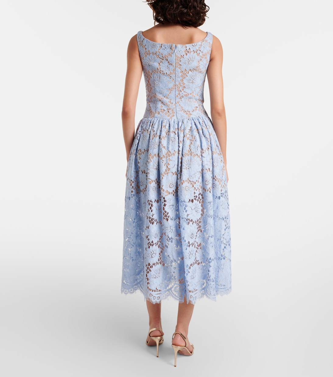 Gathered lace midi dress | Self-Portrait
