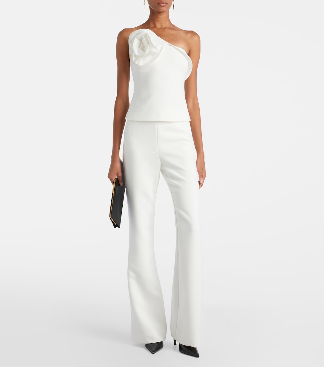 Floral-appliqué strapless crêpe top | Roland Mouret