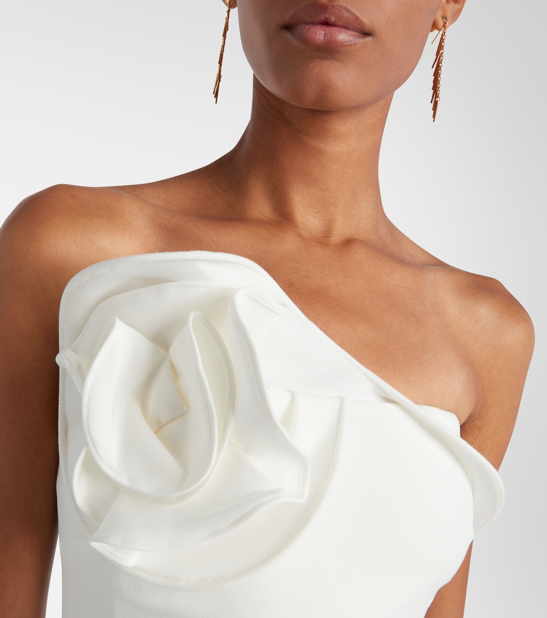 Floral-appliqué strapless crêpe top | Roland Mouret