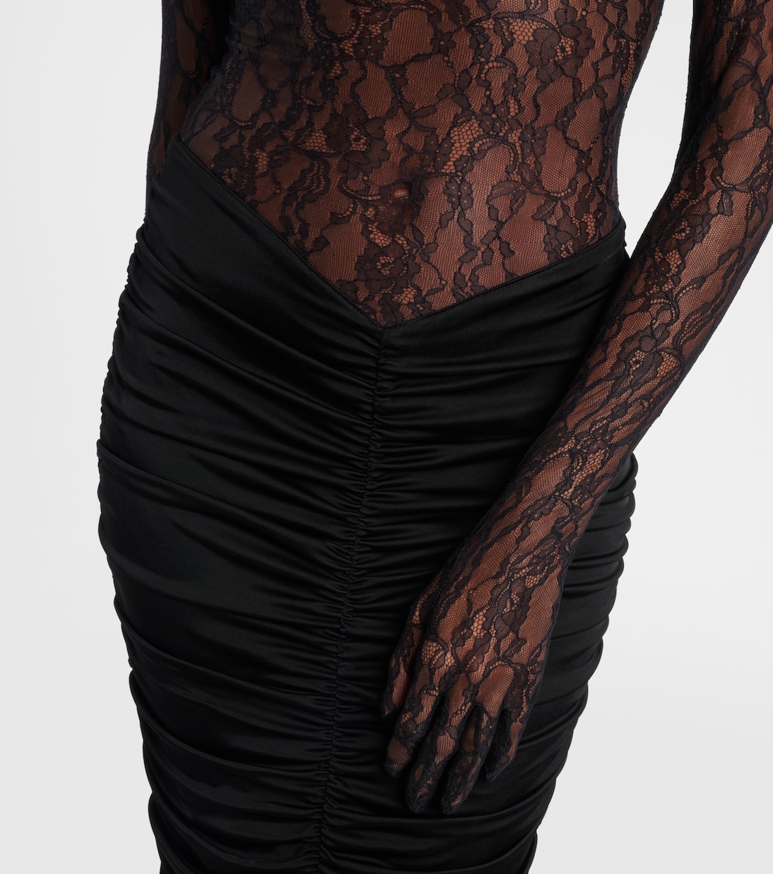 Vivienne ruched lace maxi dress | The New Arrivals Ilkyaz Ozel