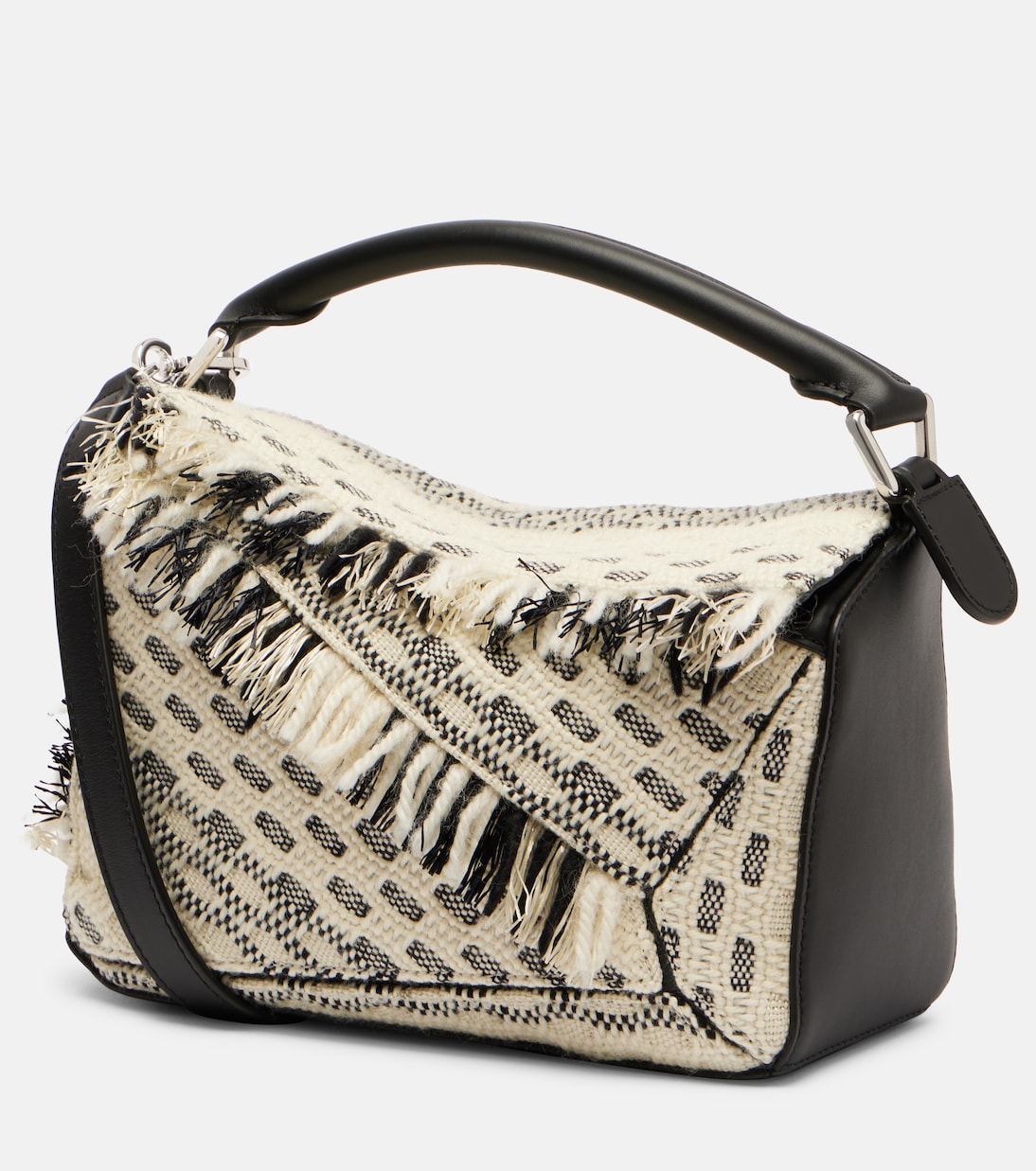 Bolso al hombro Puzzle Small de piel con flecos | Loewe