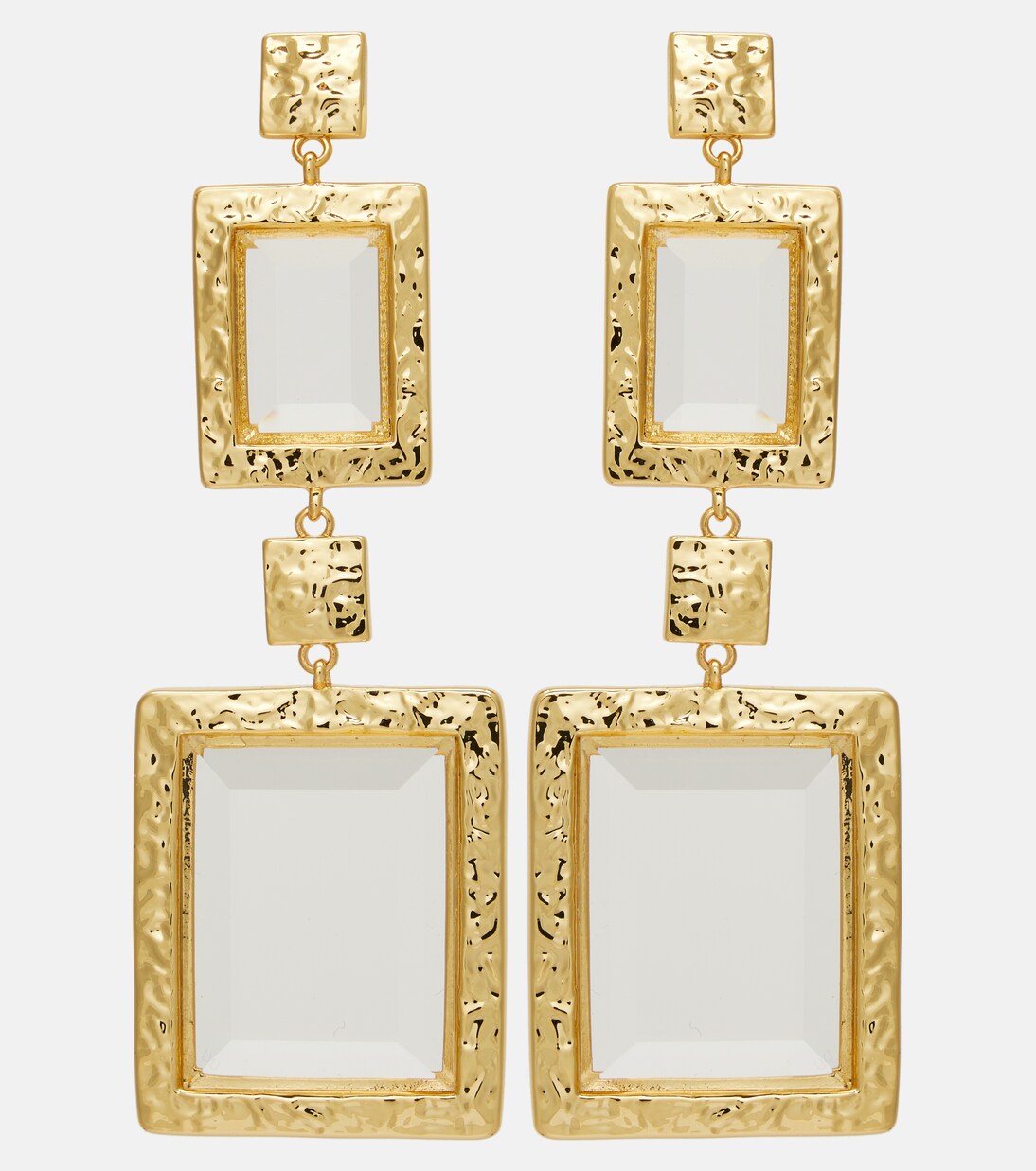 Embellished gold-plated drop earrings | Rebecca Vallance