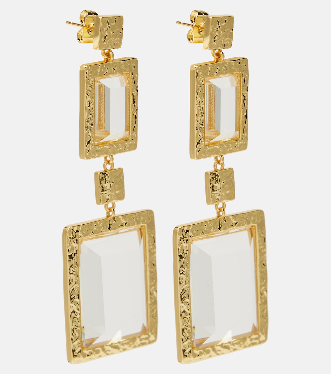Embellished gold-plated drop earrings | Rebecca Vallance