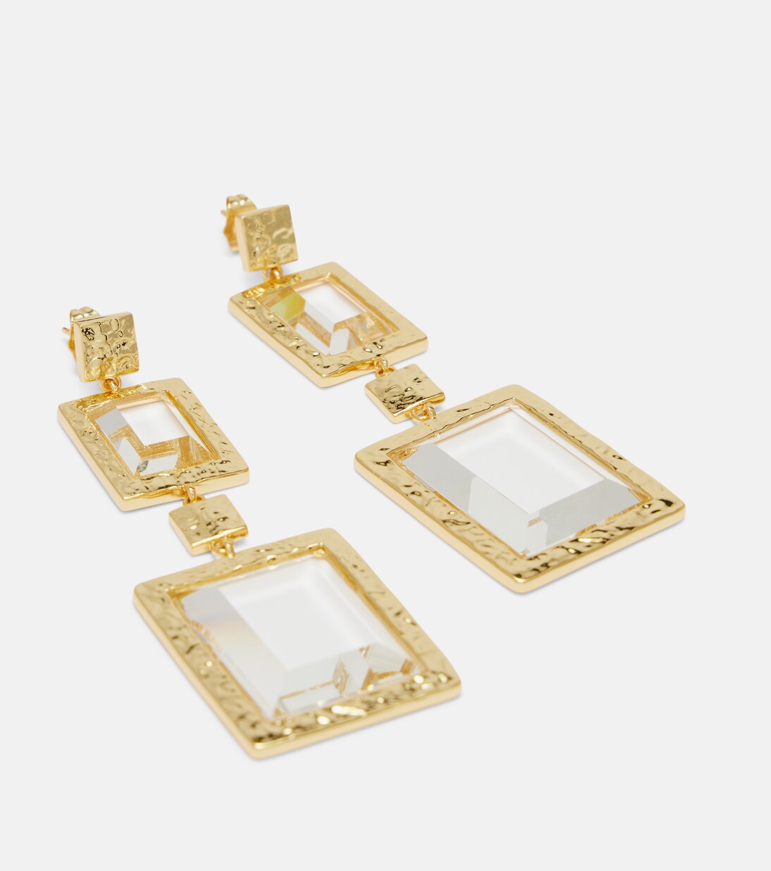Embellished gold-plated drop earrings | Rebecca Vallance