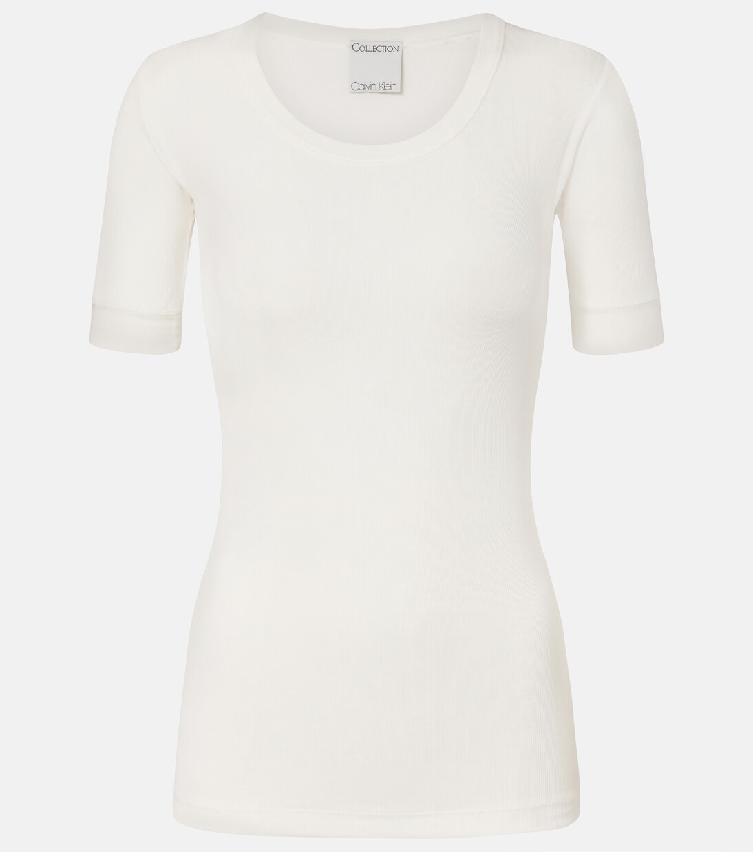 Ribbed-knit cotton-blend top | Calvin Klein