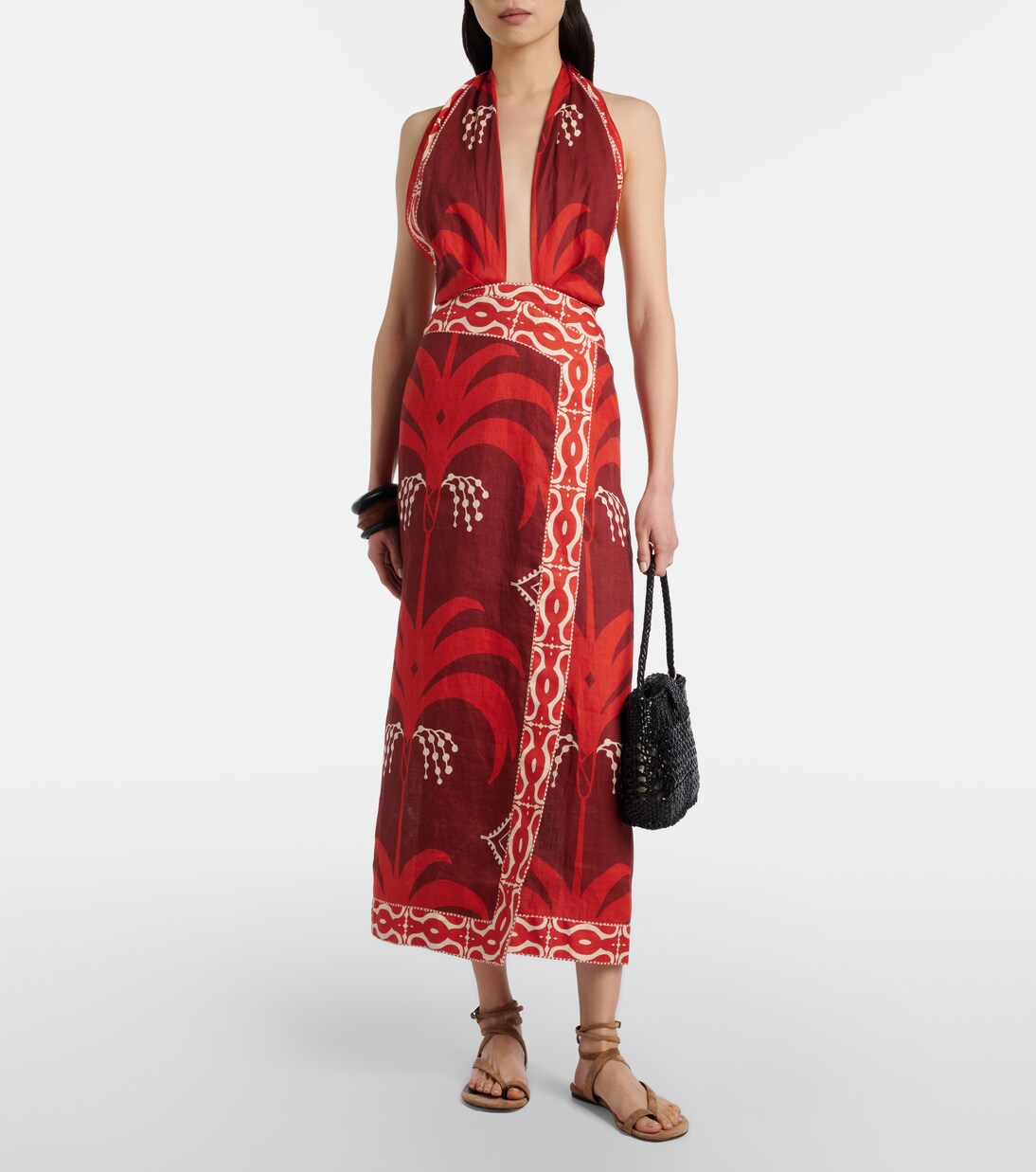 Printed open-back linen midi dress | Johanna Ortiz