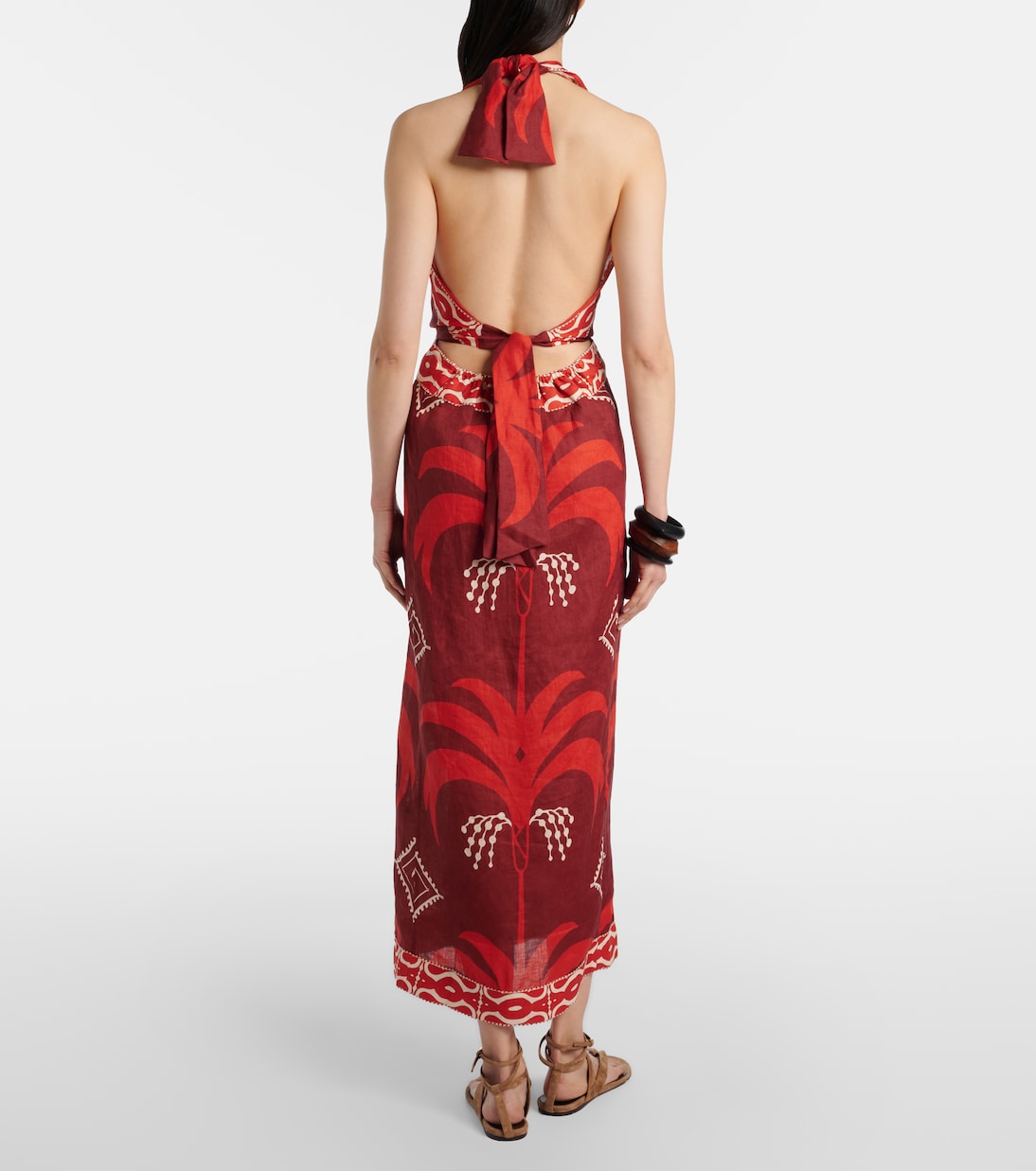 Printed open-back linen midi dress | Johanna Ortiz