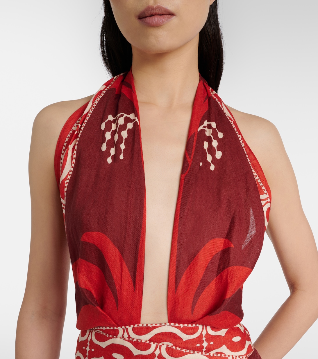 Printed open-back linen midi dress | Johanna Ortiz
