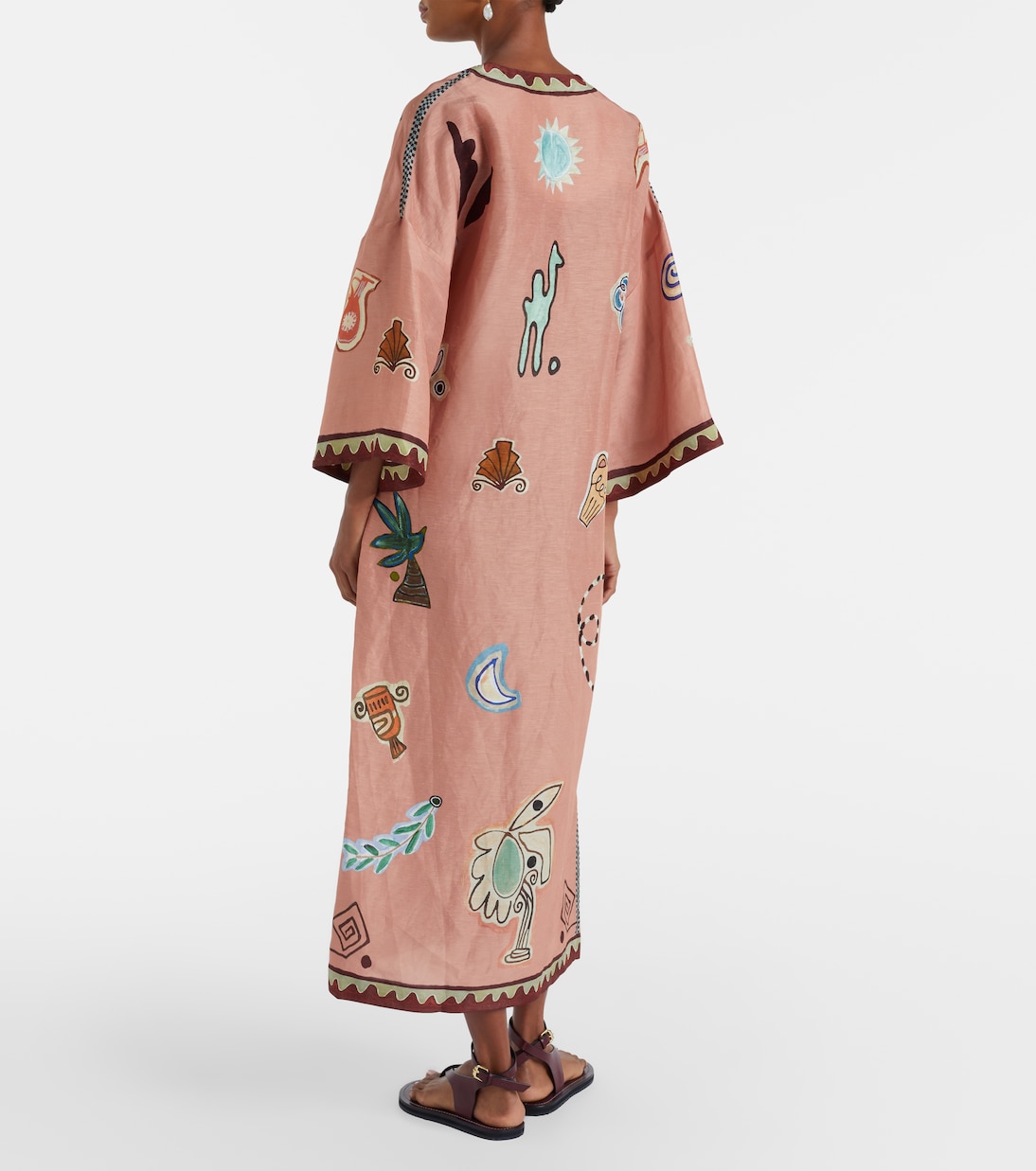 Linen and silk-blend wrap midi dress | Alémais