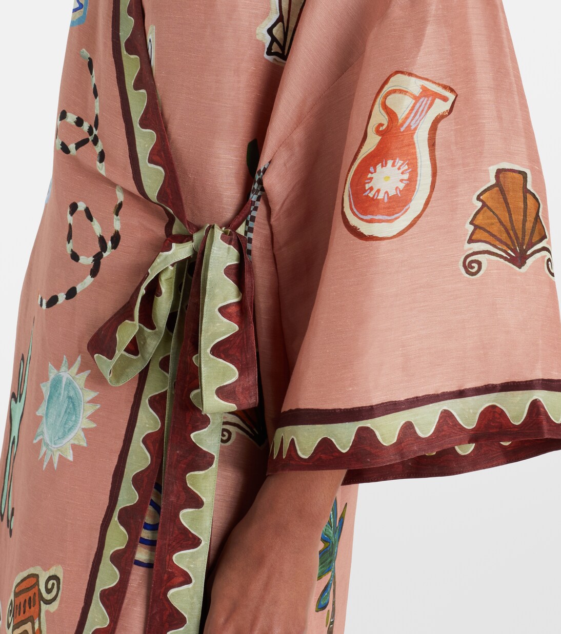 Linen and silk-blend wrap midi dress | Alémais