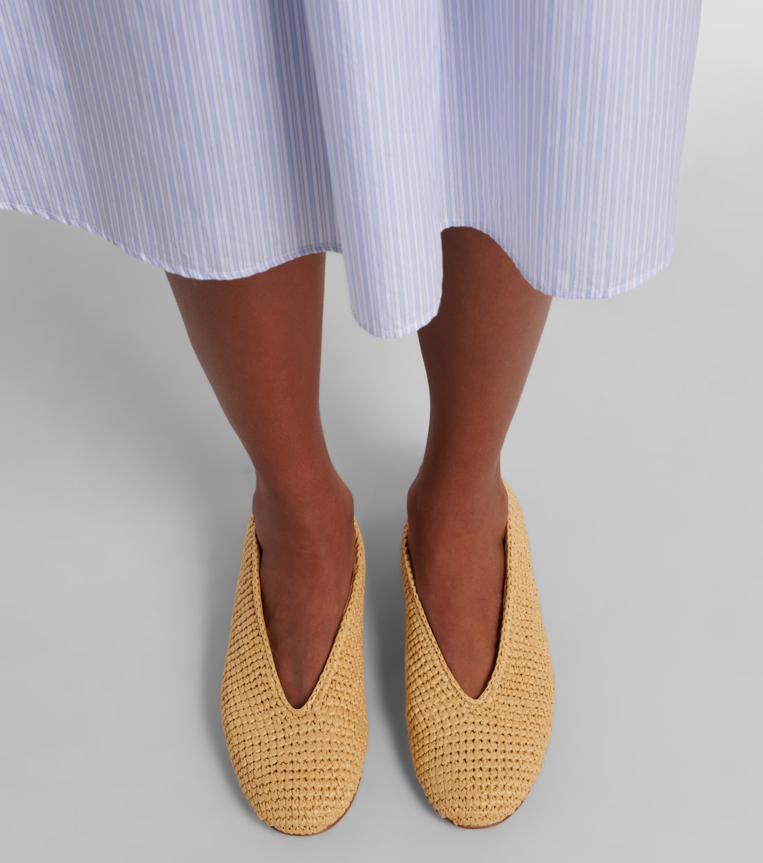 Rosa raffia ballet flats | Bottega Veneta