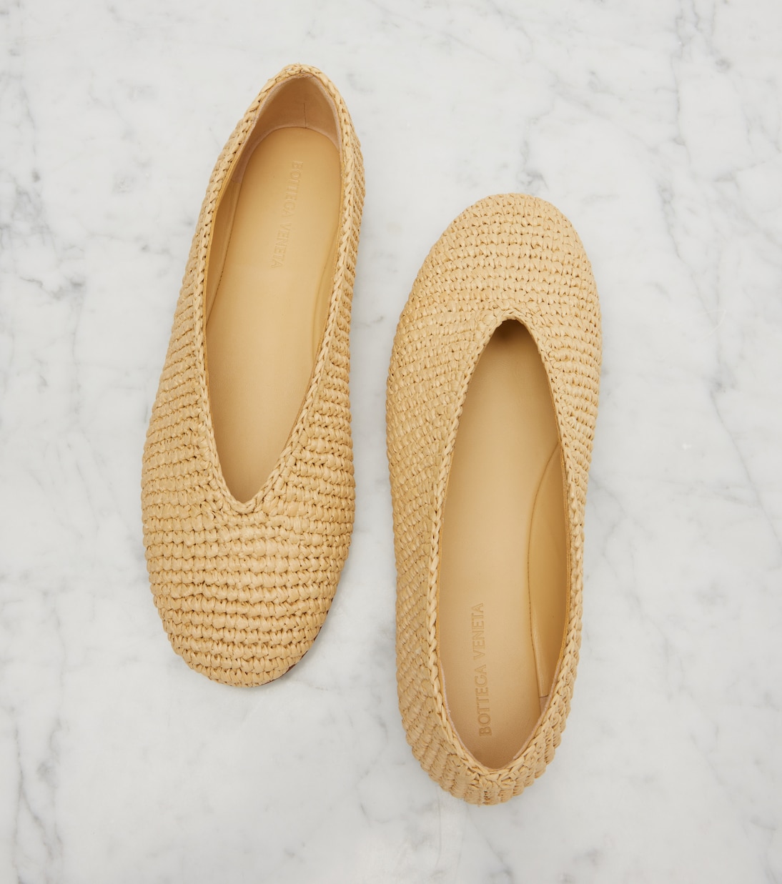 Rosa raffia ballet flats | Bottega Veneta