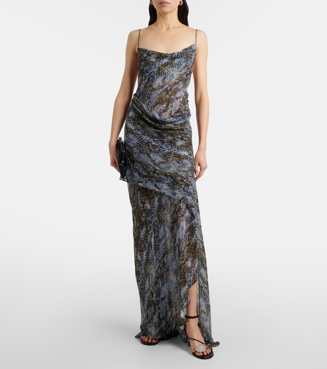 Snake-print draped silk maxi dress | Christopher Esber