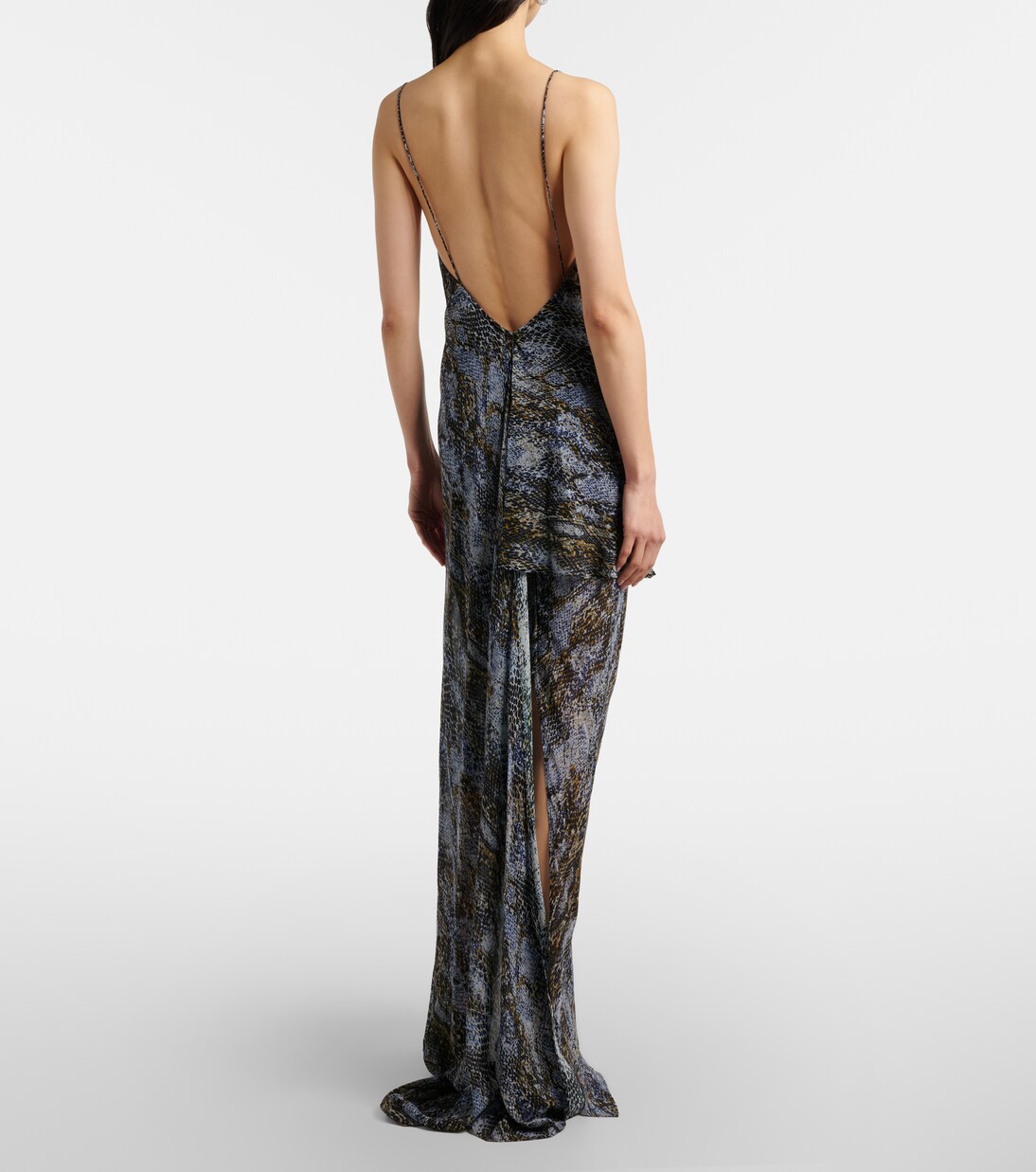 Snake-print draped silk maxi dress | Christopher Esber