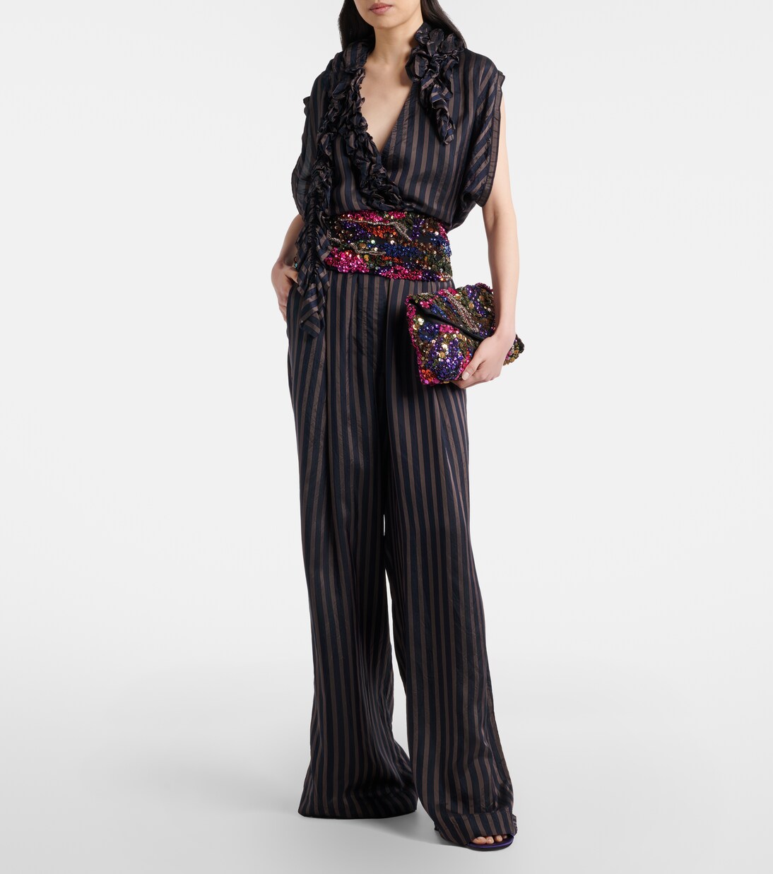 Envelope Medium sequined satin clutch | Dries Van Noten