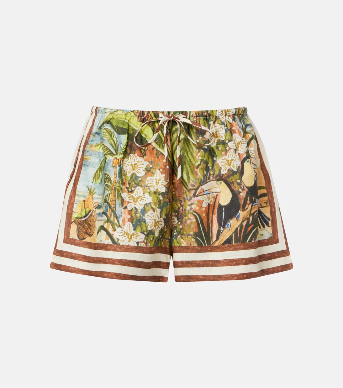Toucan Tango printed linen shorts | Alémais