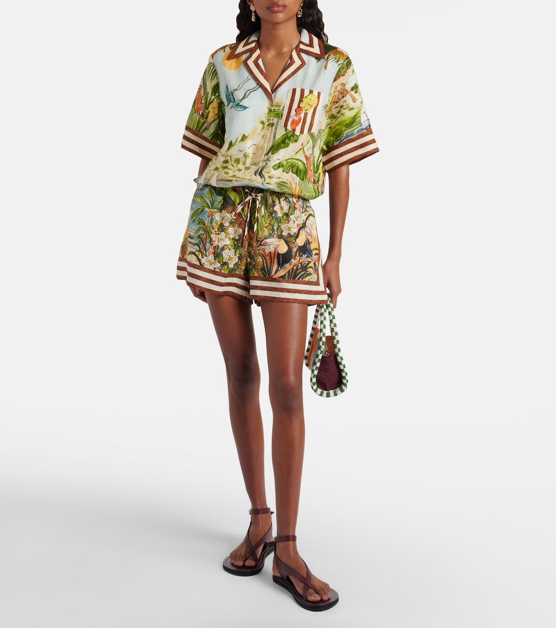 Toucan Tango printed linen shorts | Alémais