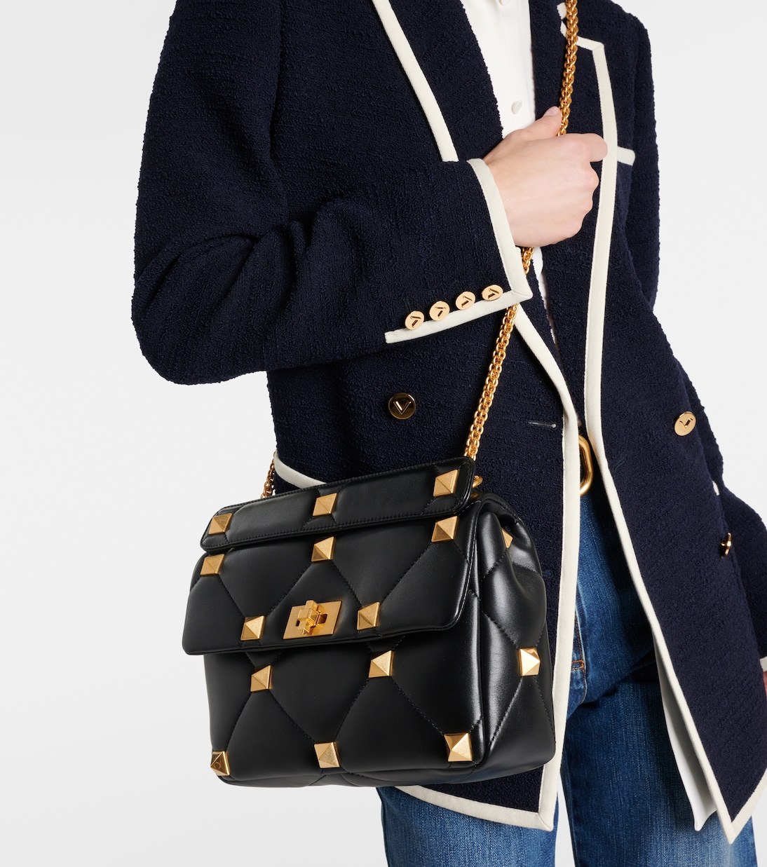 Sac Roman Stud Large en cuir | Valentino Garavani