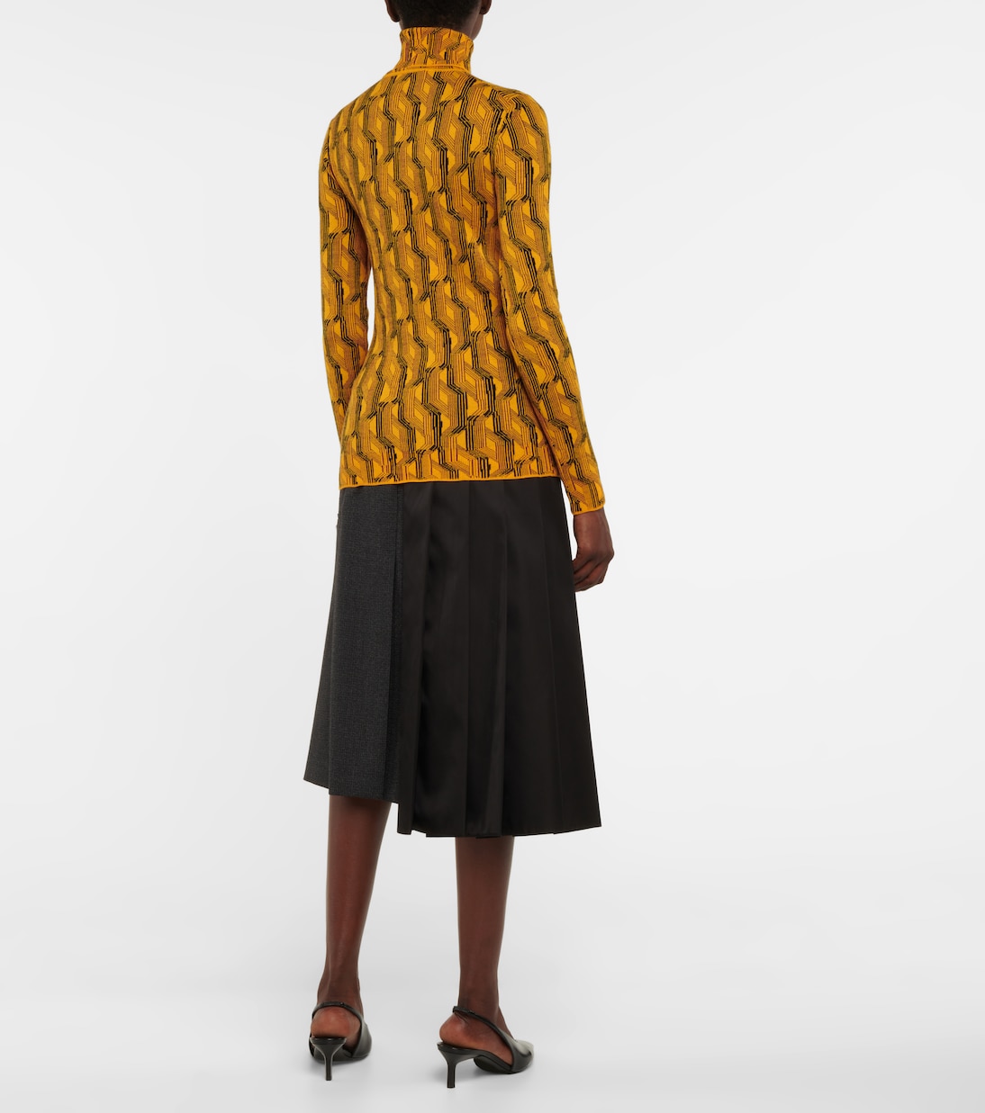 Pull à col roulé en laine mélangée | Prada