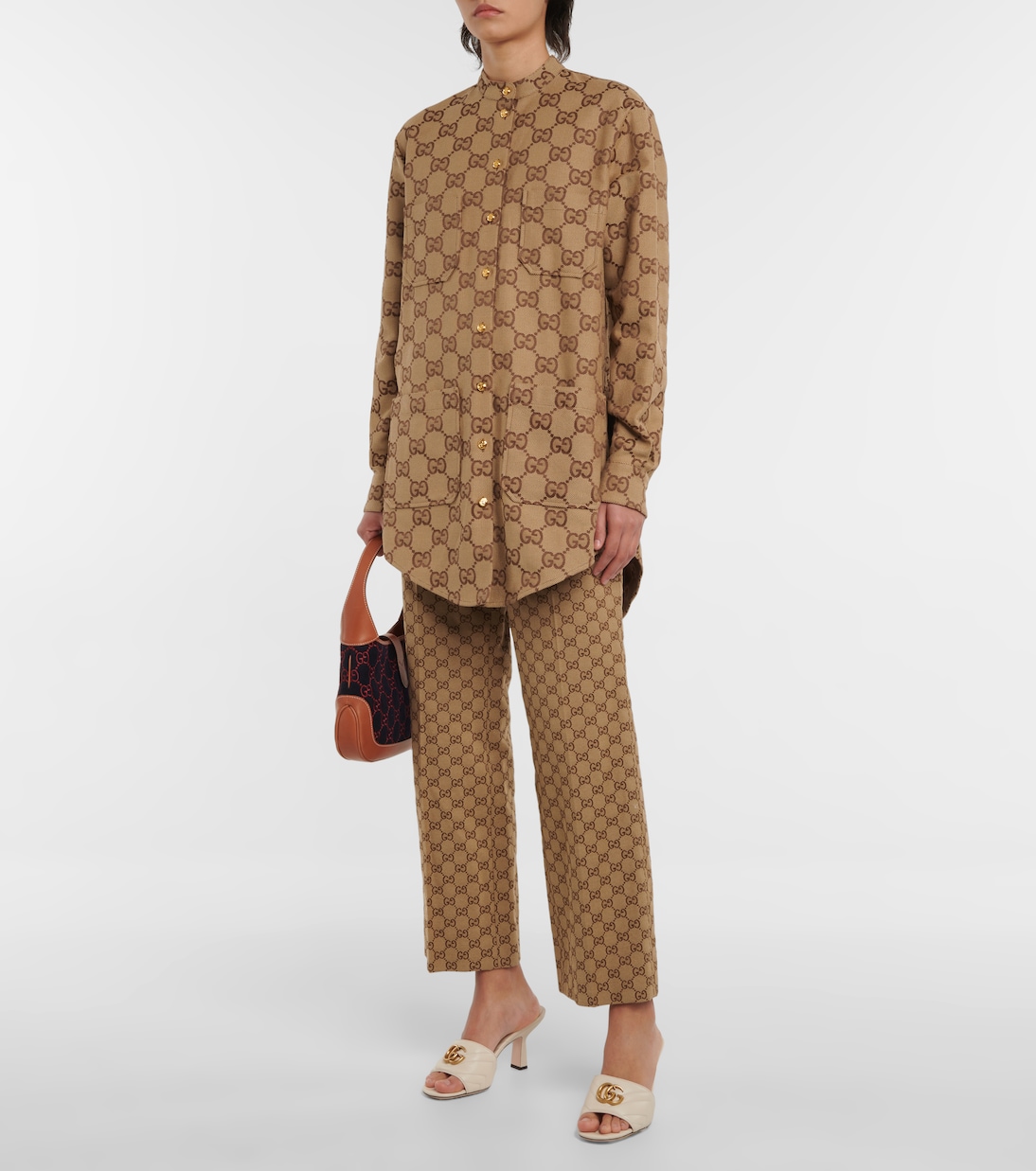 Camicia in canvas di misto cotone GG | Gucci