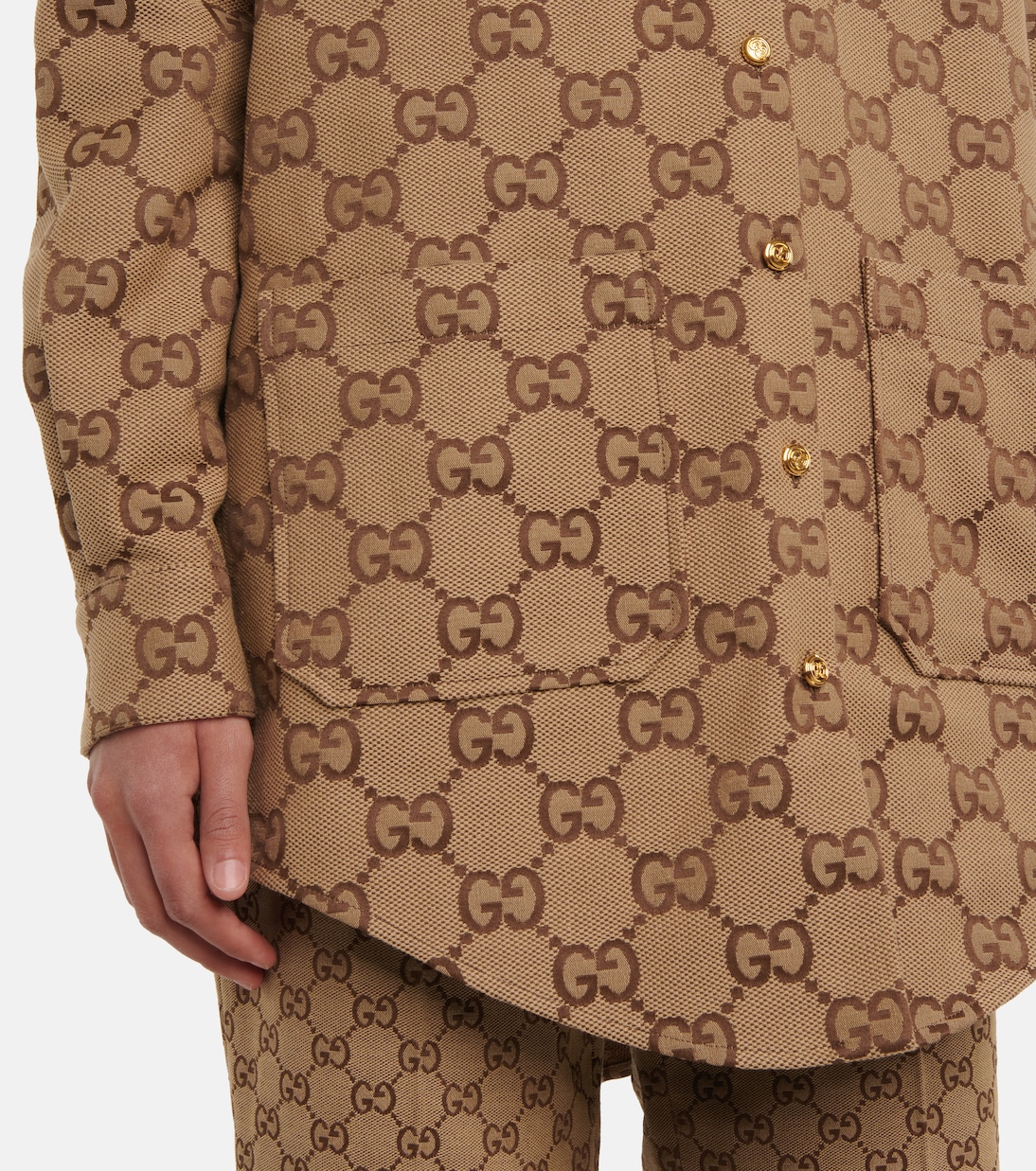 Camicia in canvas di misto cotone GG | Gucci