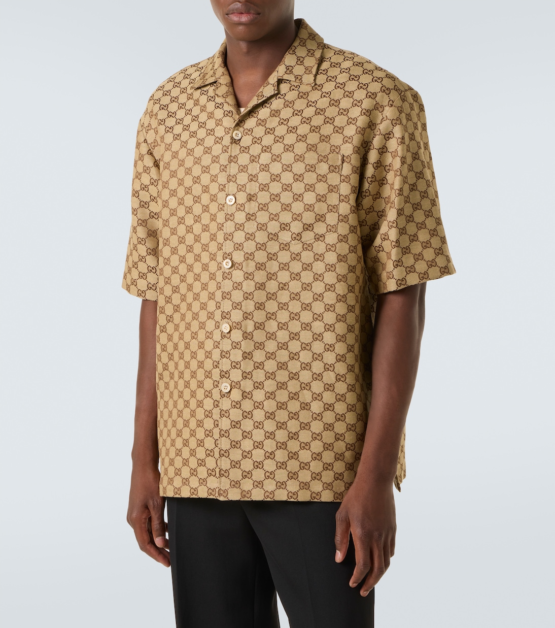 GG jacquard linen blend shirt in beige Gucci Mytheresa