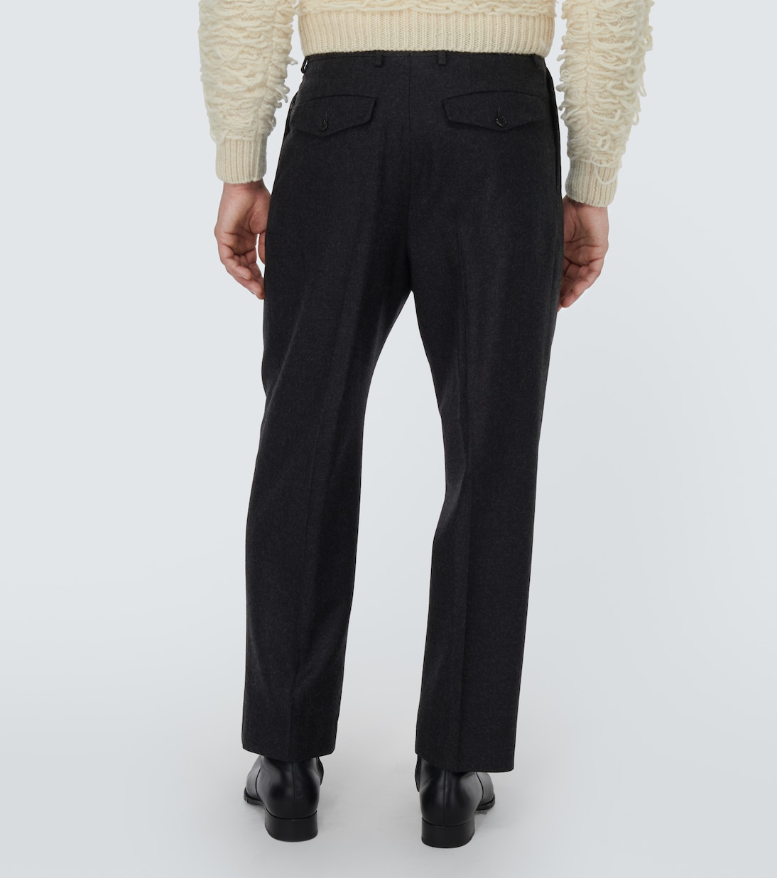 Wool flannel tapered pants in grey - Dries Van Noten | Mytheresa